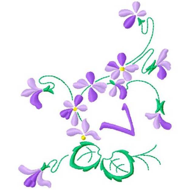 Picture of Floral Monogram V Machine Embroidery Design