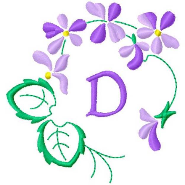 Picture of Floral Monogram D Machine Embroidery Design