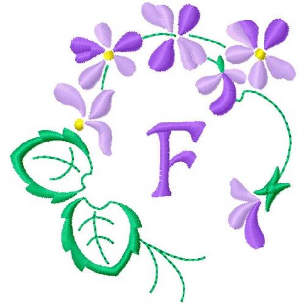 Picture of Floral Monogram F Machine Embroidery Design