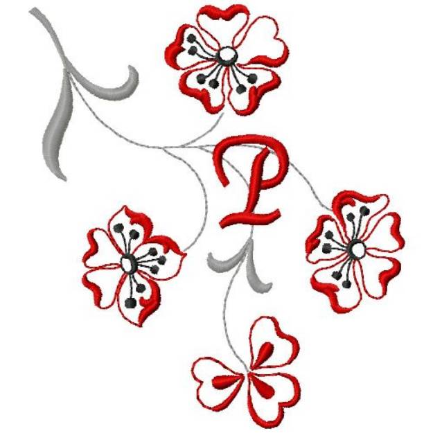 Picture of Floral Monogram P Machine Embroidery Design