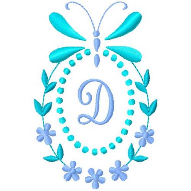 Picture of Butterfly Monogram D Machine Embroidery Design