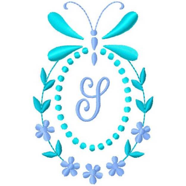 Picture of Butterfly Monogram S Machine Embroidery Design