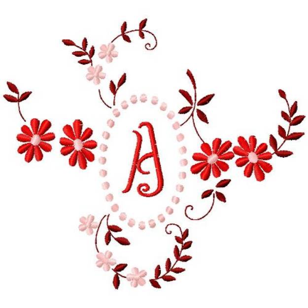 Picture of Floral Monogram A Machine Embroidery Design