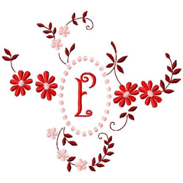 Picture of Floral Monogram F Machine Embroidery Design