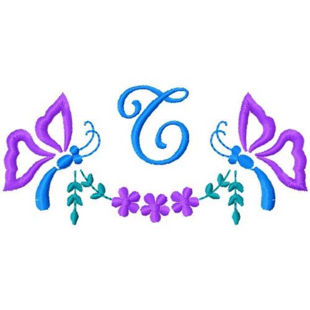 Picture of Butterfly Monogram T Machine Embroidery Design