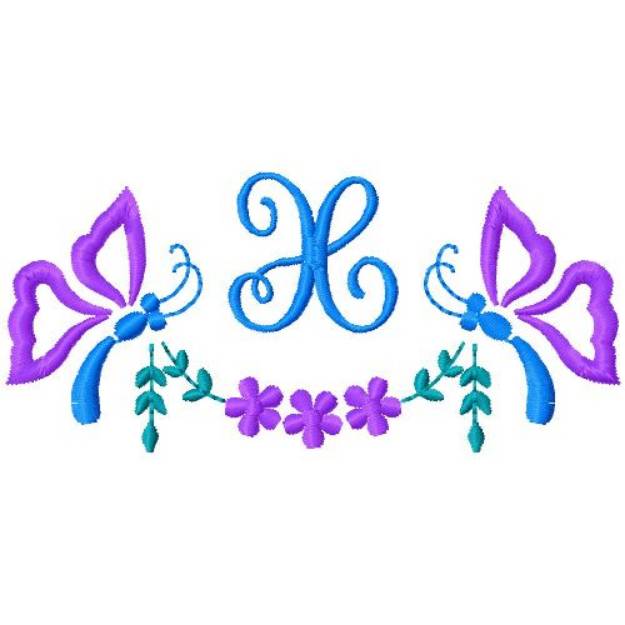 Picture of Butterfly Monogram X Machine Embroidery Design