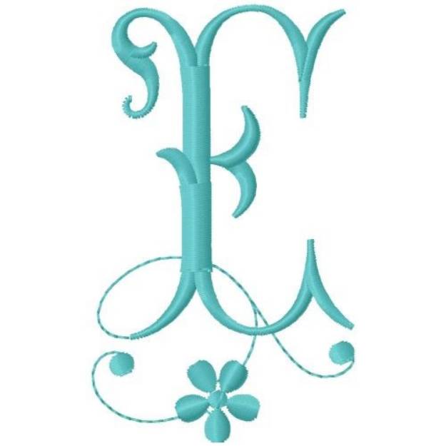 Picture of Floral Monogram Font E Machine Embroidery Design