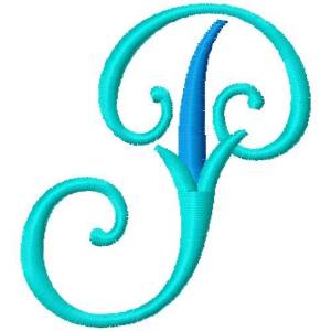 Picture of Blue Monogram Font P Machine Embroidery Design