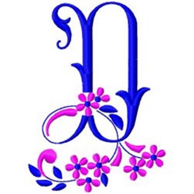 Picture of Floral MonogramD Machine Embroidery Design