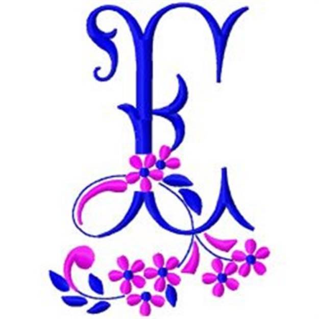 Picture of Floral MonogramE Machine Embroidery Design