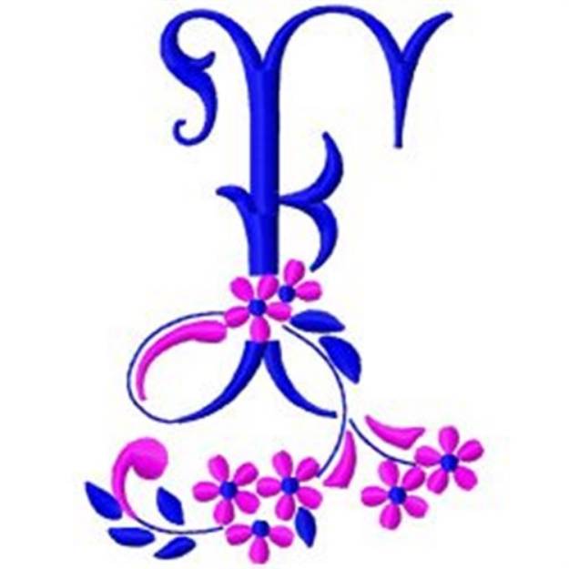 Picture of Floral MonogramF Machine Embroidery Design