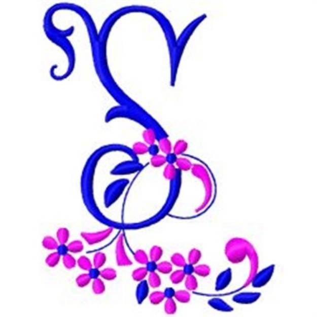 Picture of Floral Monogram S Machine Embroidery Design