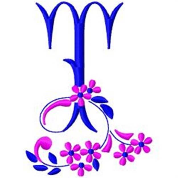 Picture of Floral Monogram T Machine Embroidery Design