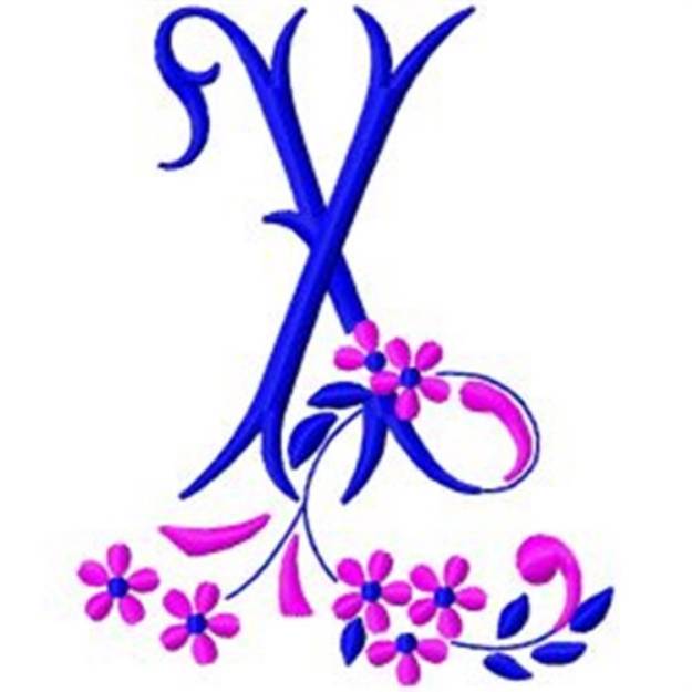 Picture of Floral Monogram X Machine Embroidery Design