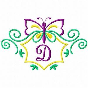 Picture of Monogram 70 - DMonogram Butterfly Machine Embroidery Design