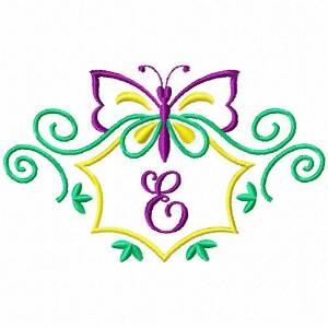 Picture of Monogram Butterfly E Machine Embroidery Design