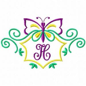 Picture of Monogram Butterfly H Machine Embroidery Design