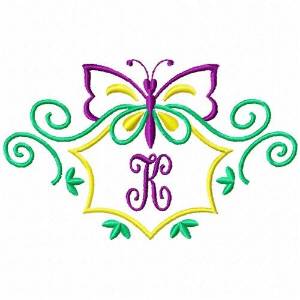 Picture of Monogram Butterfly K Machine Embroidery Design