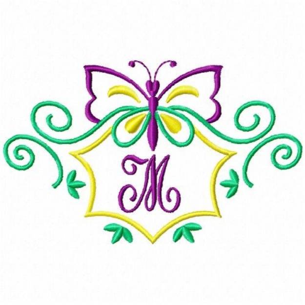 Picture of Monogram Butterfly M Machine Embroidery Design