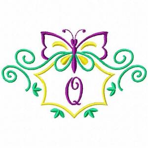 Picture of Monogram Butterfly Q Machine Embroidery Design