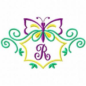 Picture of Monogram Butterfly  R Machine Embroidery Design