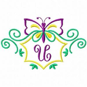 Picture of Monogram Butterfly U Machine Embroidery Design