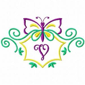 Picture of Monogram Butterfly V Machine Embroidery Design