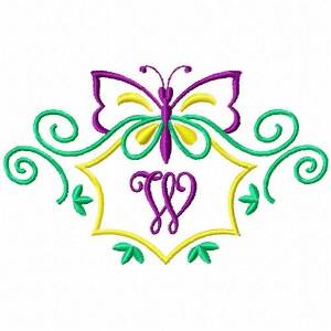 Picture of Monogram Butterfly  W Machine Embroidery Design