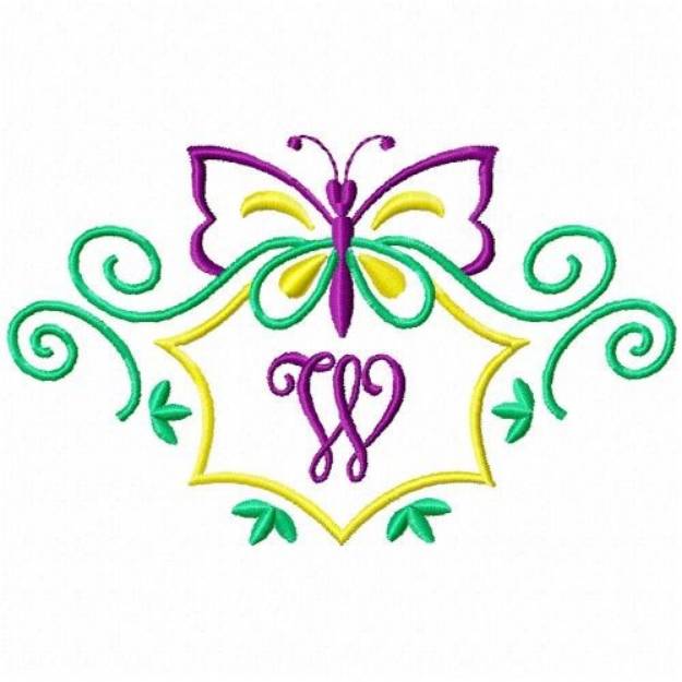 Picture of Monogram Butterfly  W Machine Embroidery Design