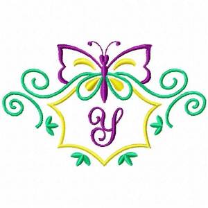 Picture of Monogram Butterfly Y Machine Embroidery Design