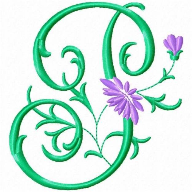 Picture of Monogram Flower P Machine Embroidery Design