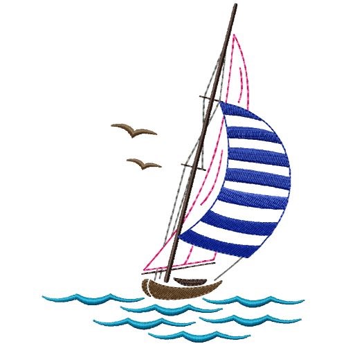 Striped Sailing Machine Embroidery Design