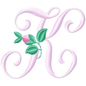 Picture of Rose Monogram K Machine Embroidery Design