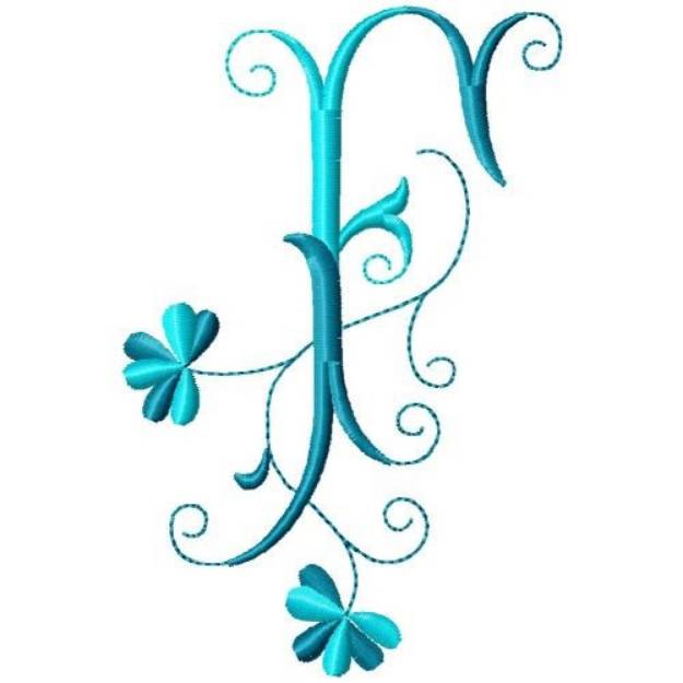 Picture of Floral Monogram F Machine Embroidery Design