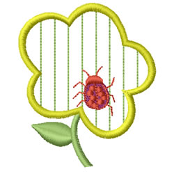 Flower and Beetle Machine Embroidery Design