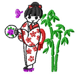 Japanese Girl Machine Embroidery Design