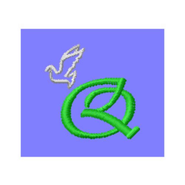 Picture of Dove Letter Q Machine Embroidery Design