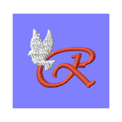 Dove Letter R Machine Embroidery Design