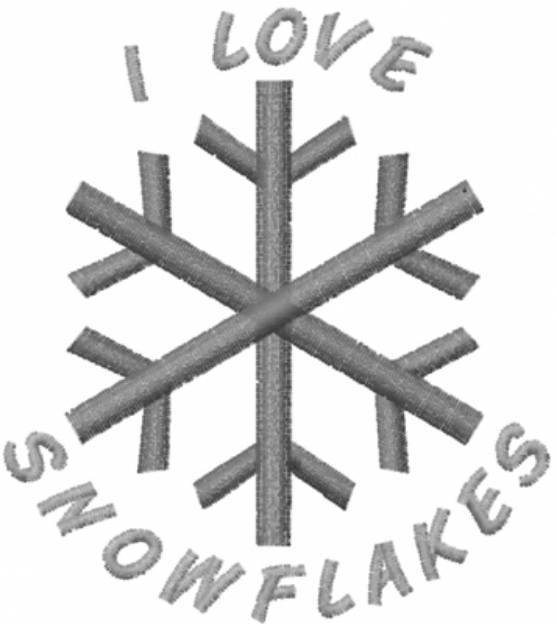 Picture of I Love Snowflakes Machine Embroidery Design