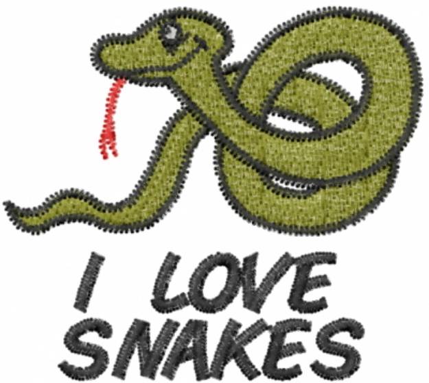 Picture of I LOVE SNAKES Machine Embroidery Design