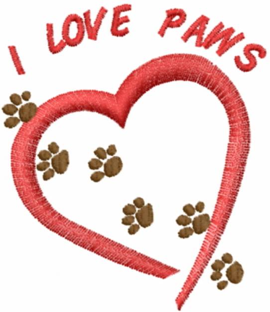 Picture of I LOVE PAWS Machine Embroidery Design