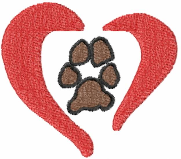 Picture of Paw Heart Machine Embroidery Design