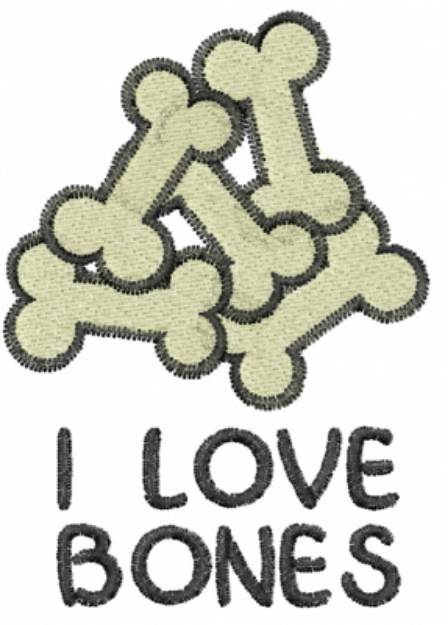 Picture of I Love Bones Machine Embroidery Design