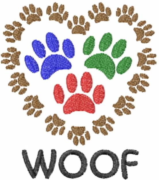 Picture of Paw Big Heart Woof Machine Embroidery Design