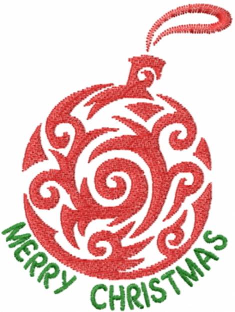 Picture of Red Christmas Ornament Machine Embroidery Design