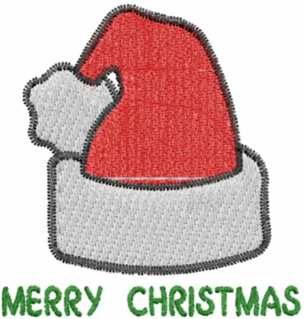 Picture of Merry Christmas Santa Hat Machine Embroidery Design