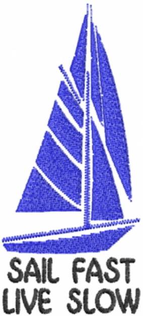 Picture of Blue Boat Stencil Machine Embroidery Design