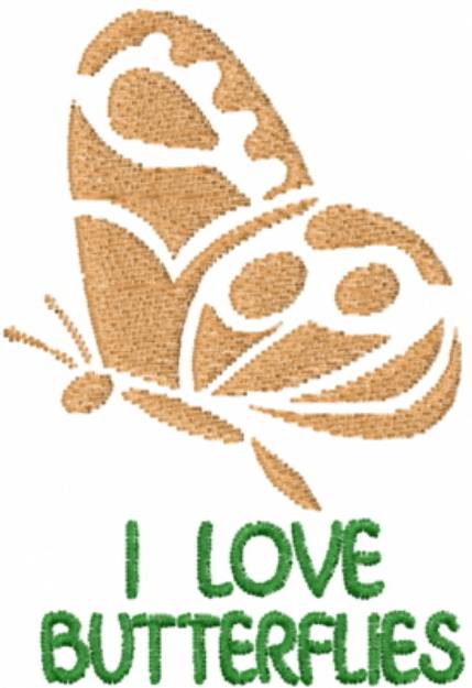 Picture of Orange Stencil Love Butterflies Machine Embroidery Design