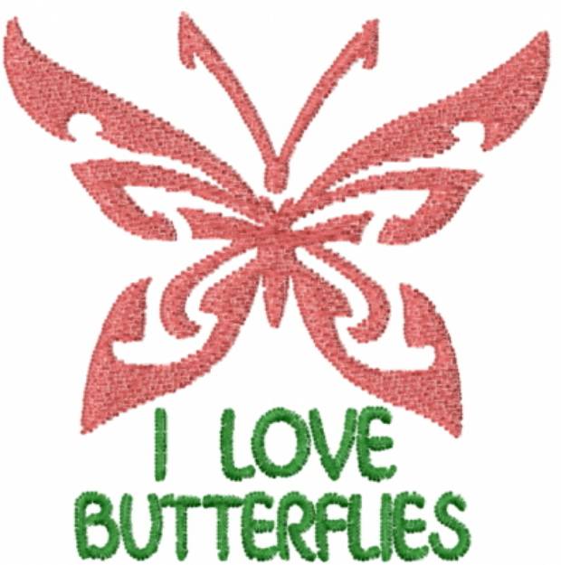 Picture of Red Stencil Butterflies Machine Embroidery Design