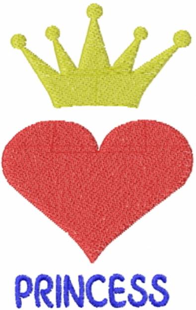 Picture of Princess Heart Crown Machine Embroidery Design